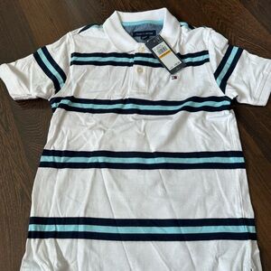 Tommy Hilfiger Men's Polo with Navy and Teal Stripes